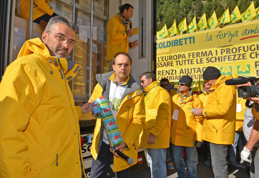 Il blocco della Coldiretti con il controllo dei tir che passano dal Brennero