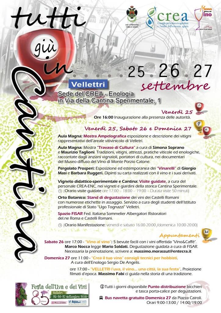 Locandina Tutti giù in Cantina Velletri 25-27 settembre 2015